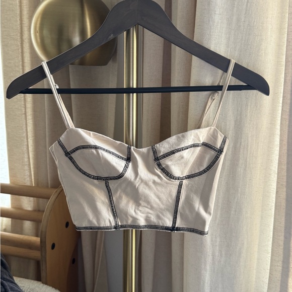 Princess Polly Other - Princess Polly Cream Bustier Bra with Black Stitching | 2